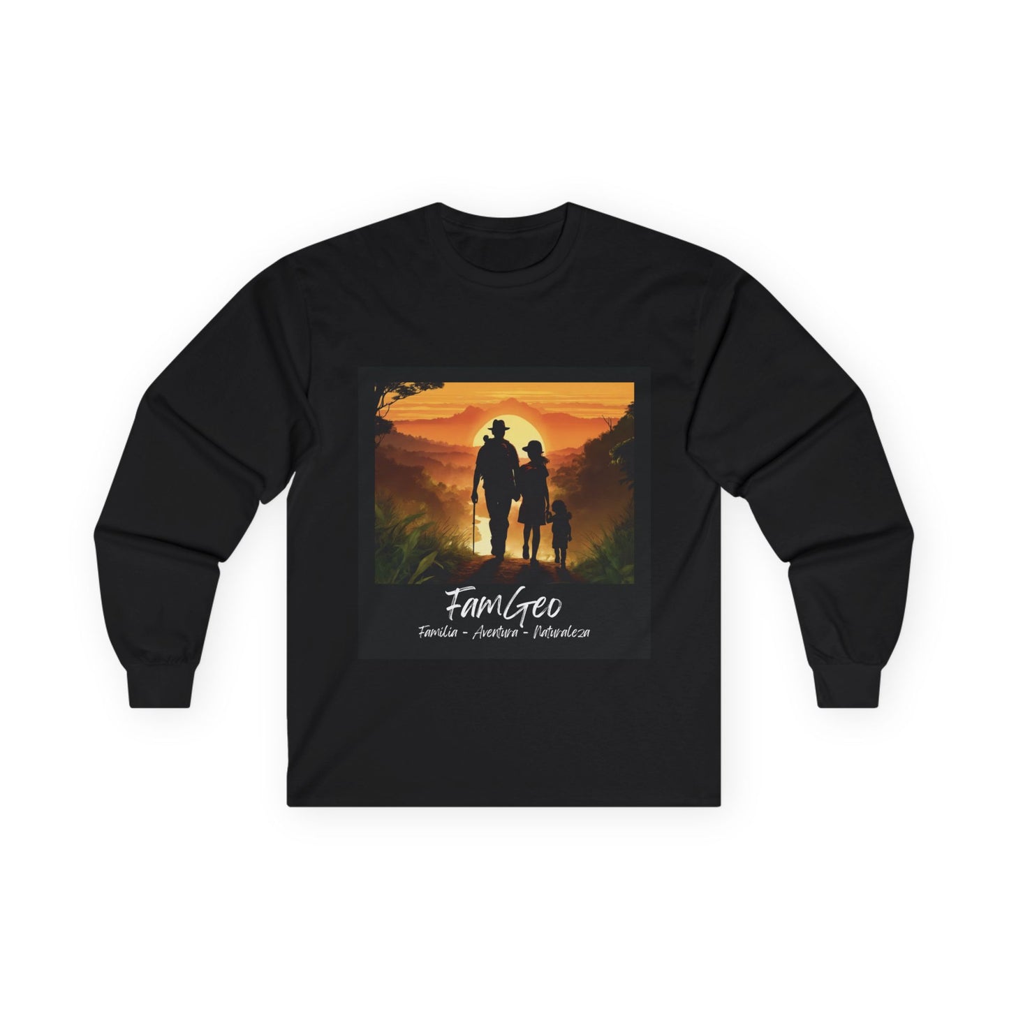 Camiseta Unisex de Manga Larga con Logo de FamGeo (Familia-Aventura-Naturaleza)