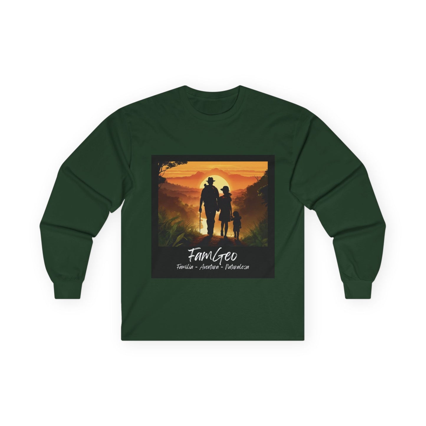 Camiseta Unisex de Manga Larga con Logo de FamGeo (Familia-Aventura-Naturaleza)