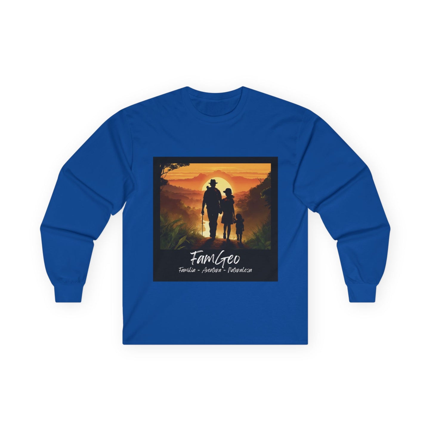 Camiseta Unisex de Manga Larga con Logo de FamGeo (Familia-Aventura-Naturaleza)