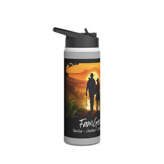 Botella de Agua de Acero Inoxidable con Logo FamGeo (Familia-Aventura-Naturaleza)