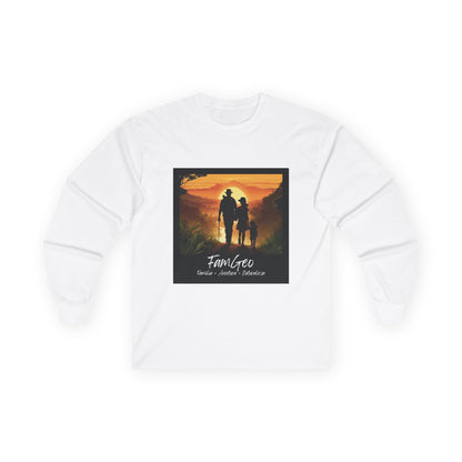 Camiseta Unisex de Manga Larga con Logo de FamGeo (Familia-Aventura-Naturaleza)